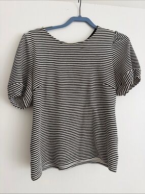 dolan Black & White Striped Puff-Sleeve Tee